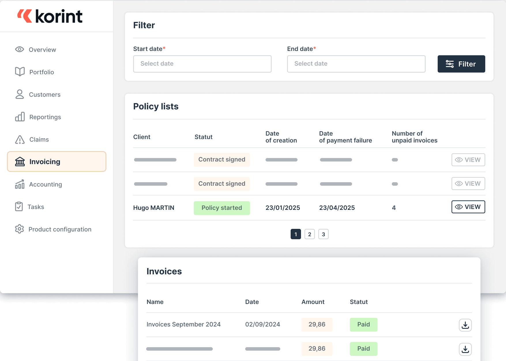 Billing and payment 