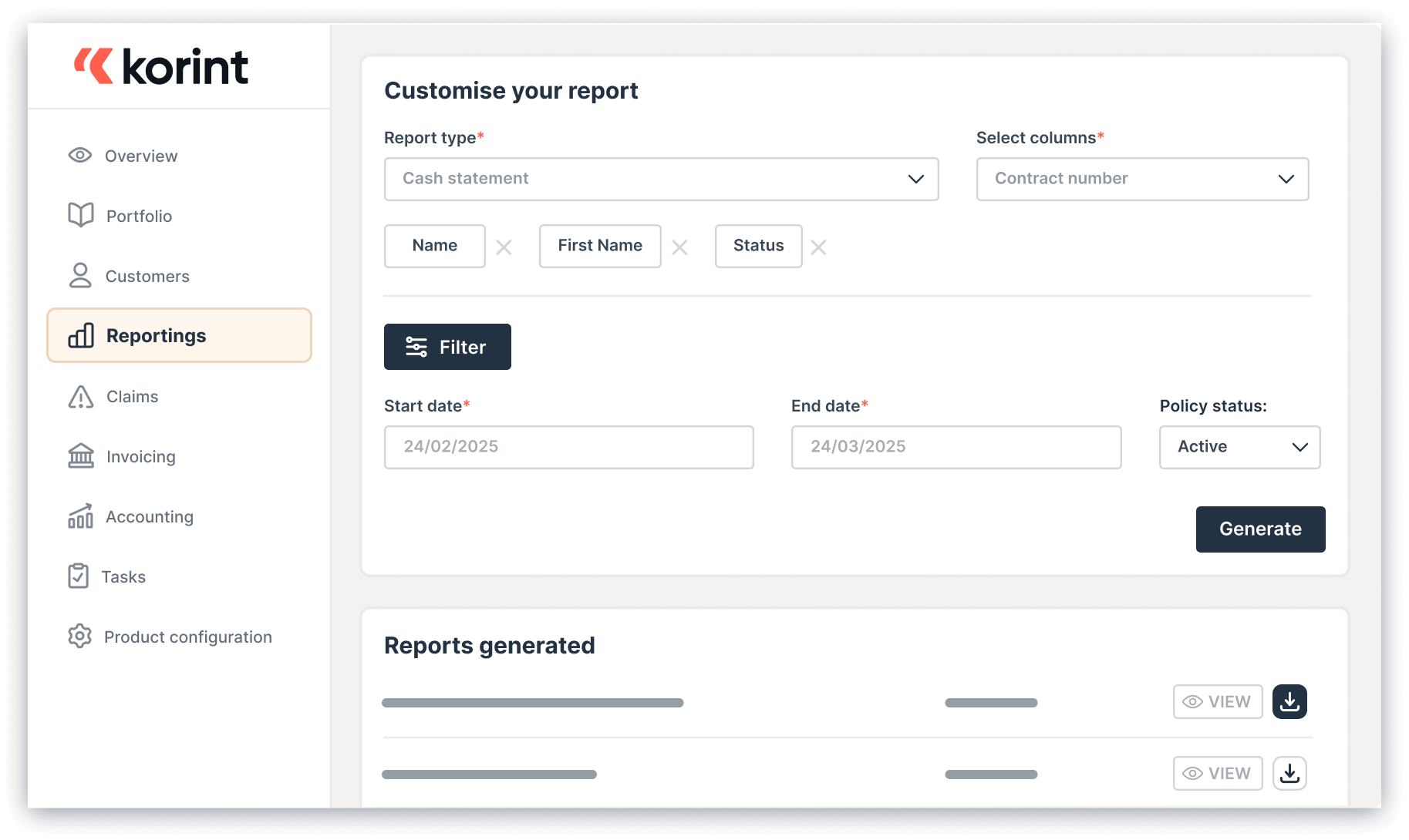 Reporting and accounting 