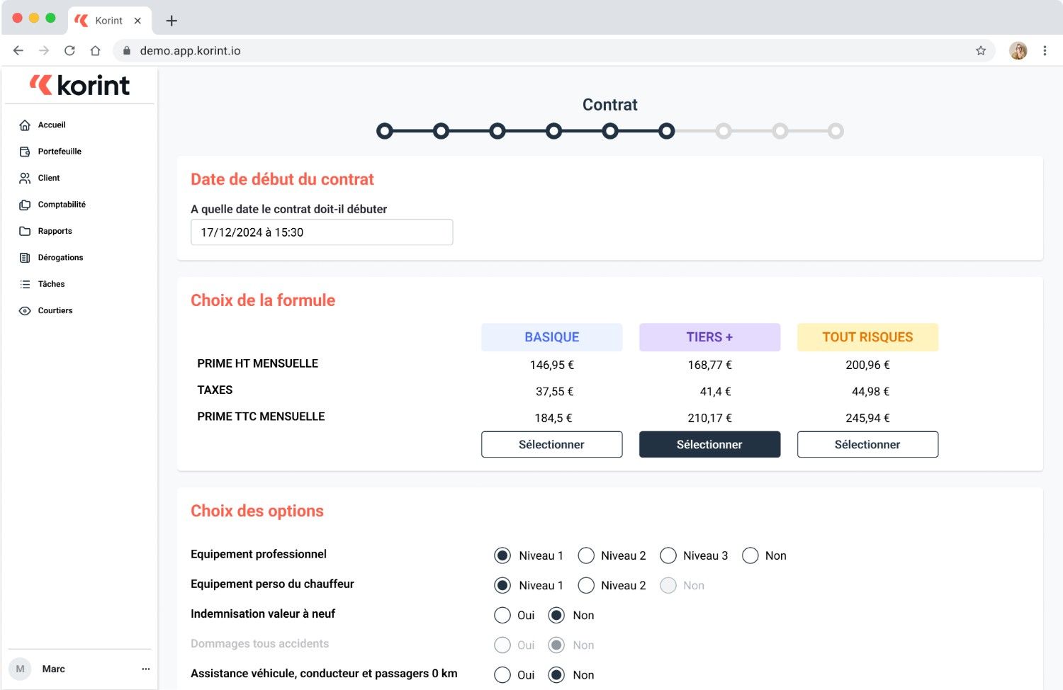 Korint quote engine: UX-driven journeys, business rules, pricing, permissions, data enrichment