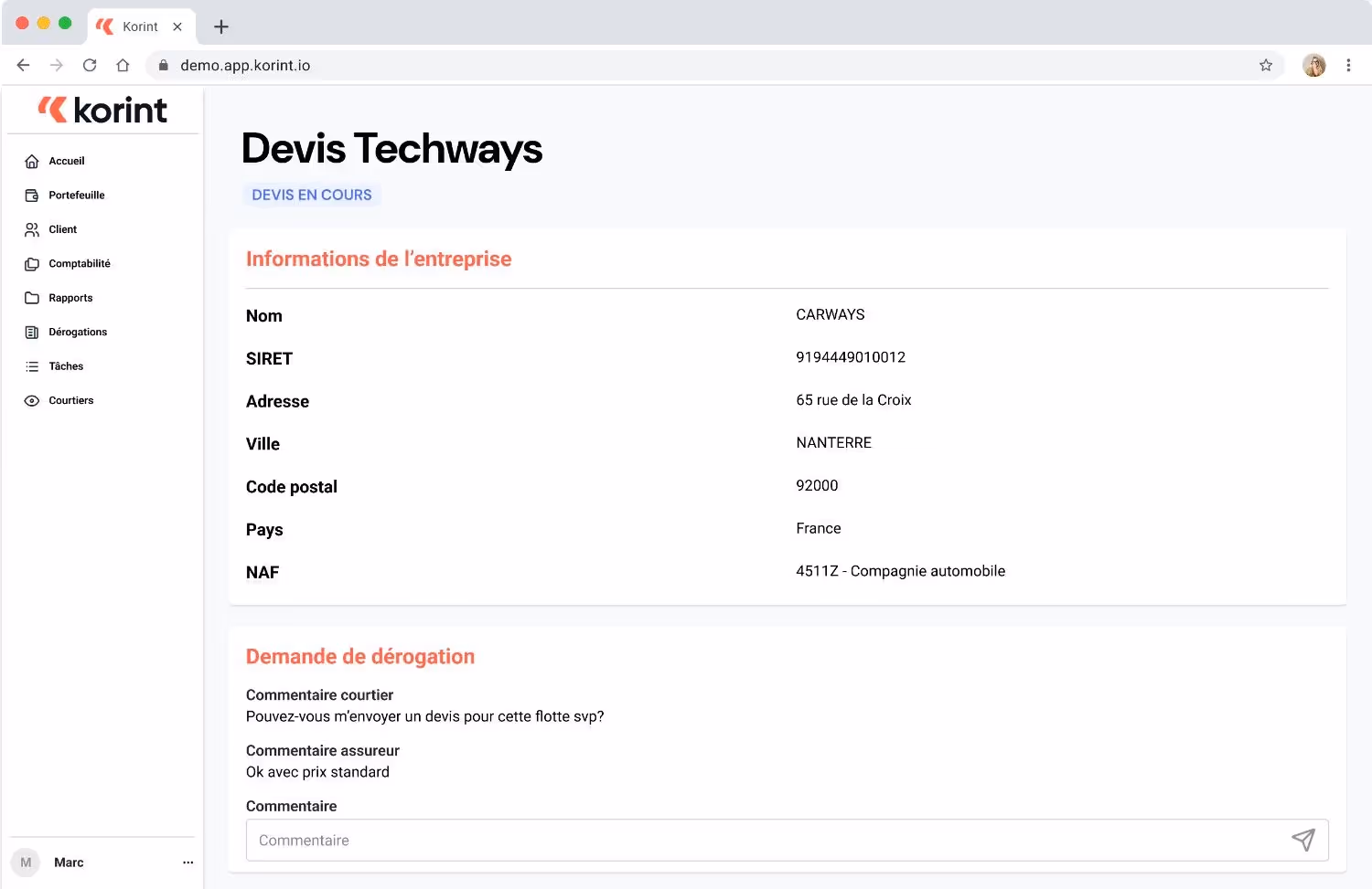 Korint business rules: underwriting config, exception workflows, clauses, traceability, per-distributor setup.