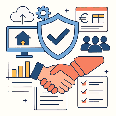 Courtier en assurance utilisant une plateforme digitale pour gérer ses contrats et ses clients.