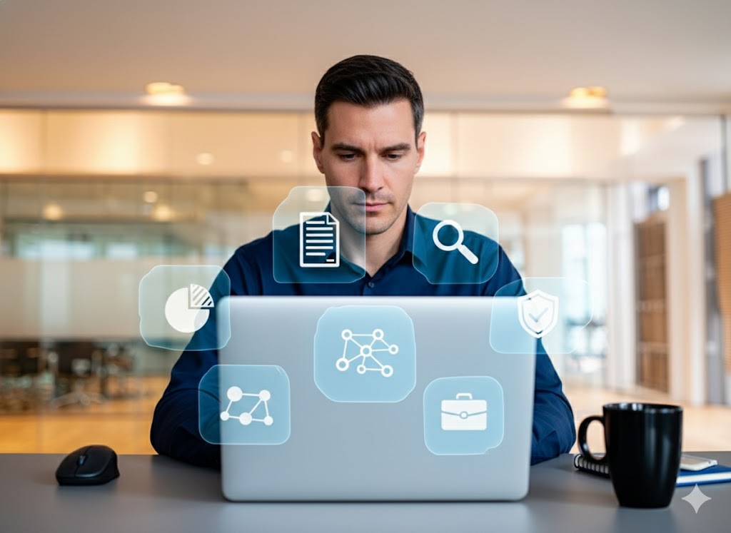 Interface of a modern broker extranet for managing policies, quotes and documents.