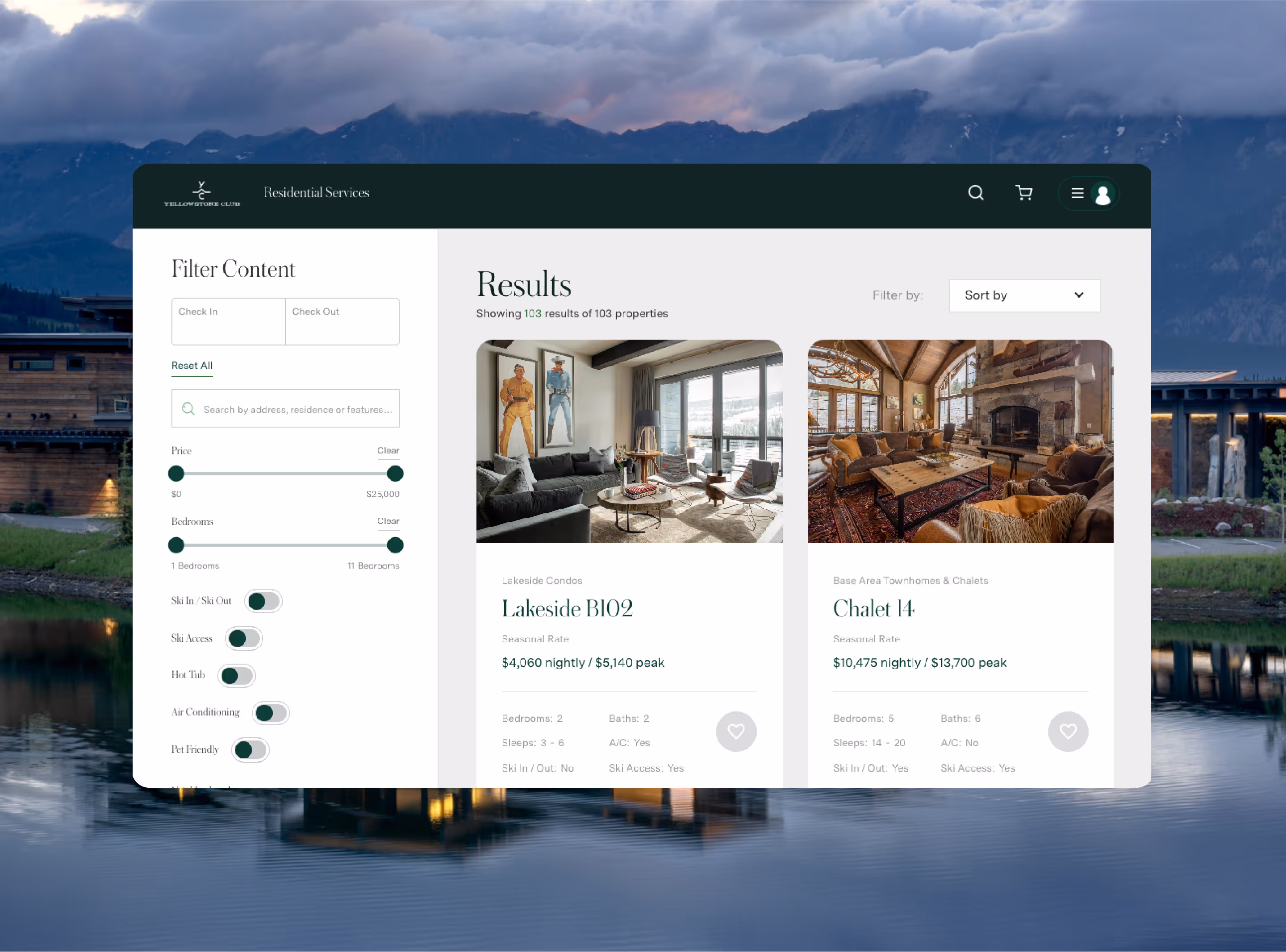 Luxury real estate Webflow site – Yellowstone Club Rentals