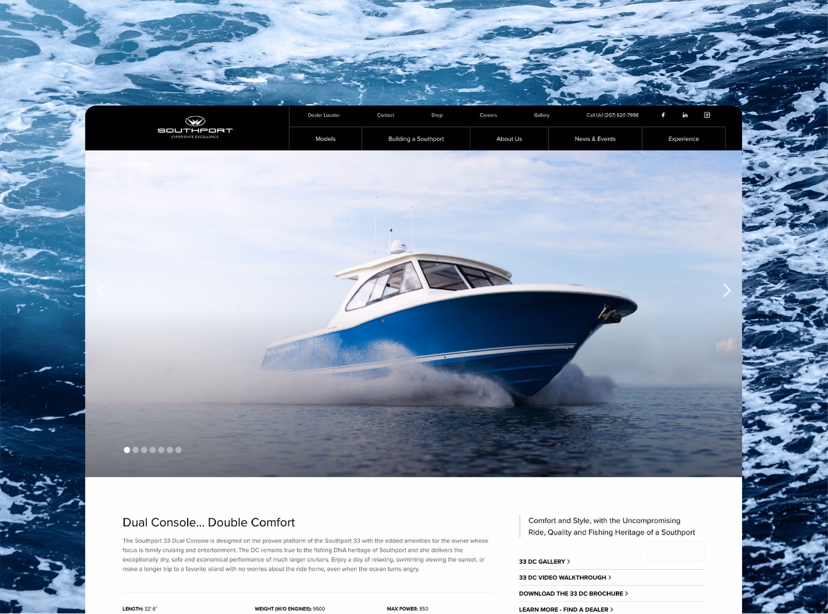 Luxury boat manufacturer Webflow website – Southport Boats