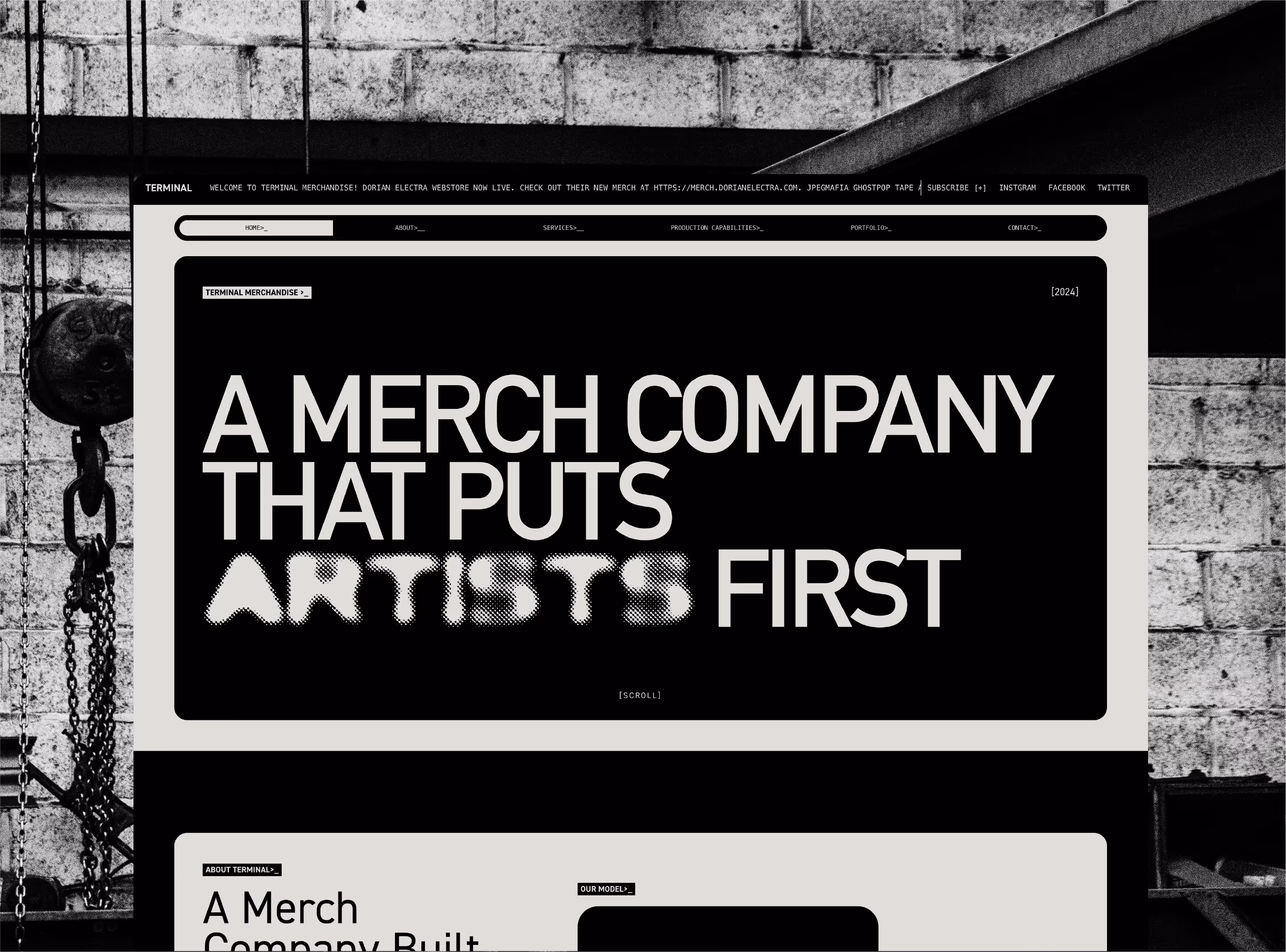 Merchandise design and production Webflow website – Terminal Merchandise