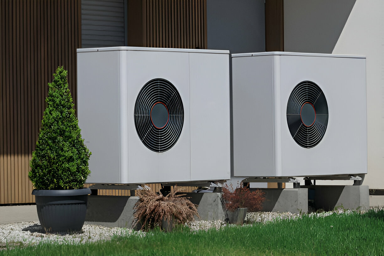 Heat pumps installed outside a home, showcasing energy-efficient heating and cooling solutions in Castle Rock, CO.