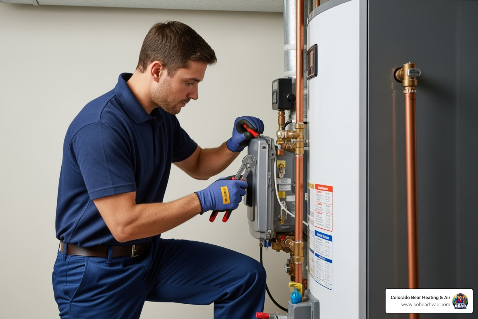 Professional performing water heater maintenance - residential water heater repair in roxborough park, co