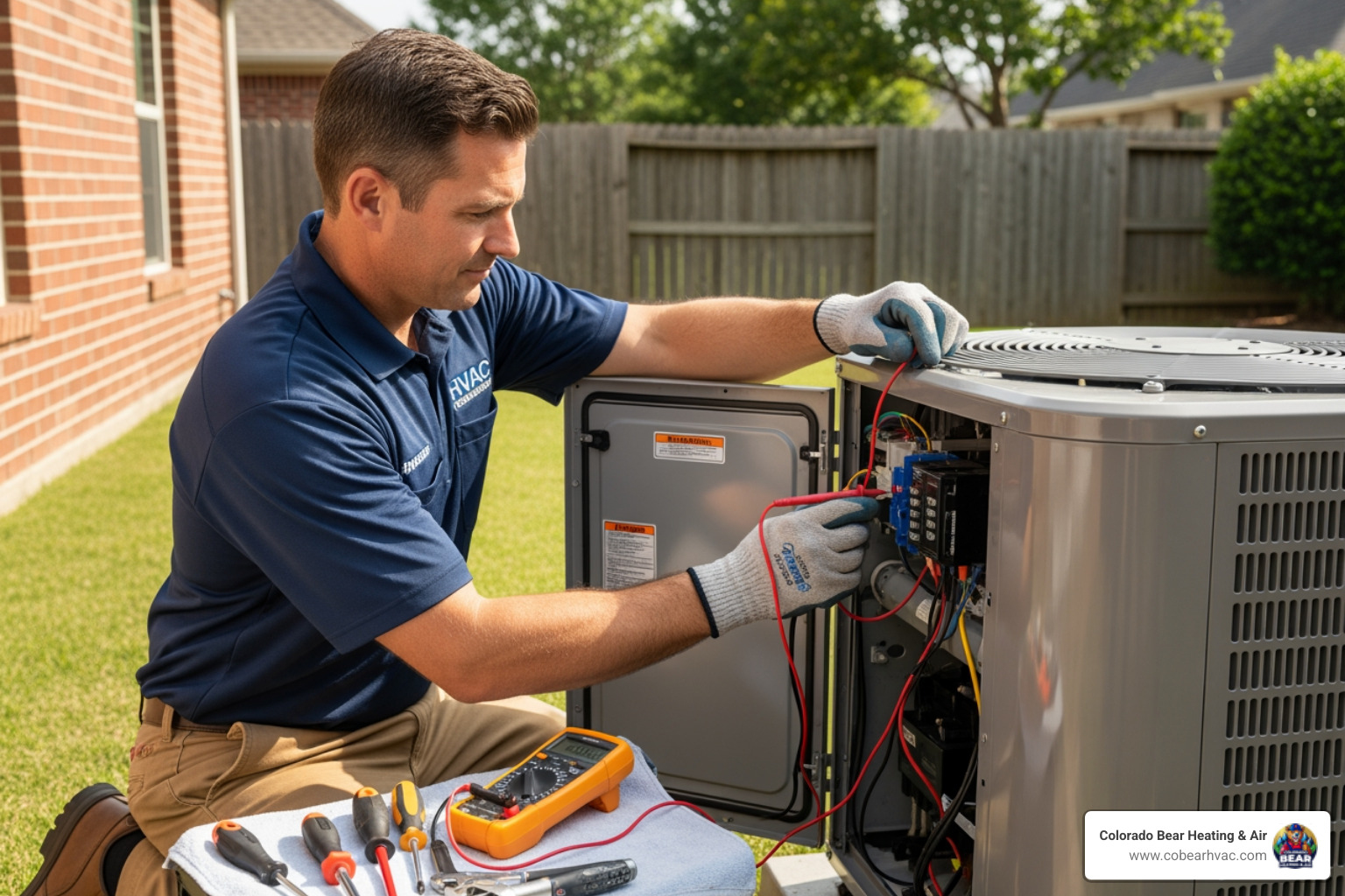 Technician performing an AC tune-up - uneven cooling repair littleton