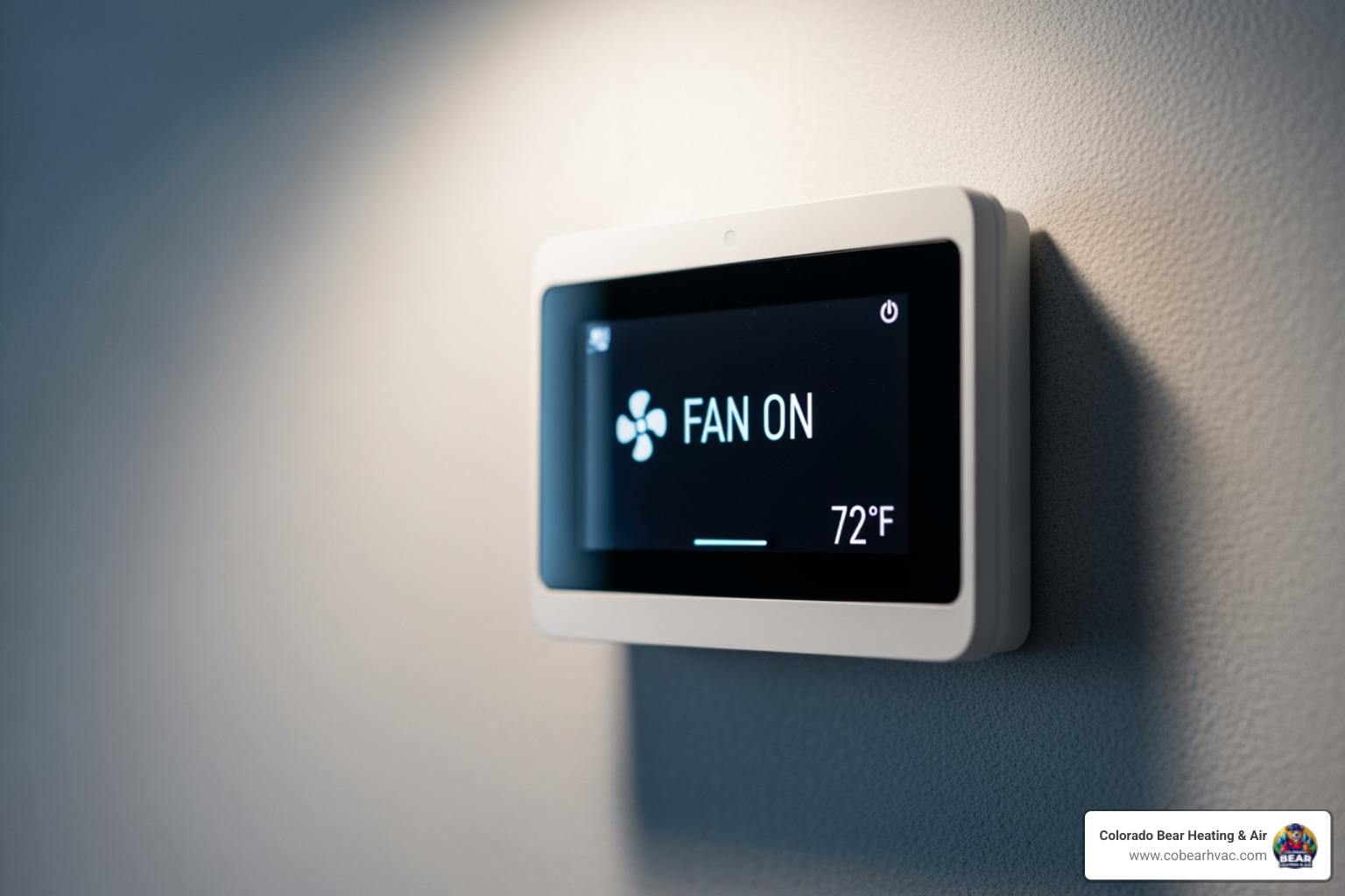 modern smart thermostat displaying fan on mode - uneven cooling fix castle rock modern smart thermostat displaying fan on mode - uneven cooling fix castle rock