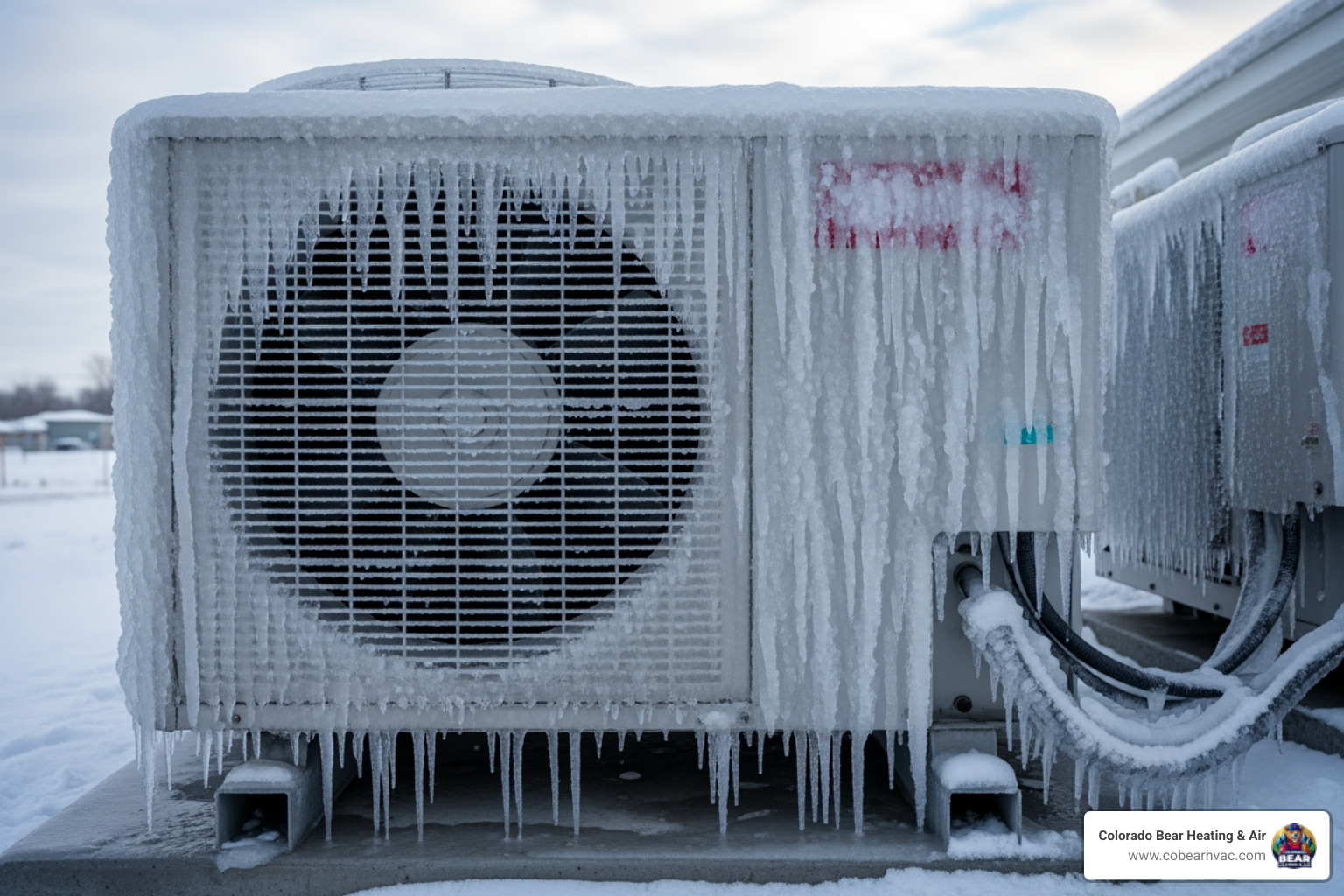 a heat pump's outdoor unit covered in ice - heat pump broken in littleton, co a heat pump's outdoor unit covered in ice - heat pump broken in littleton, co