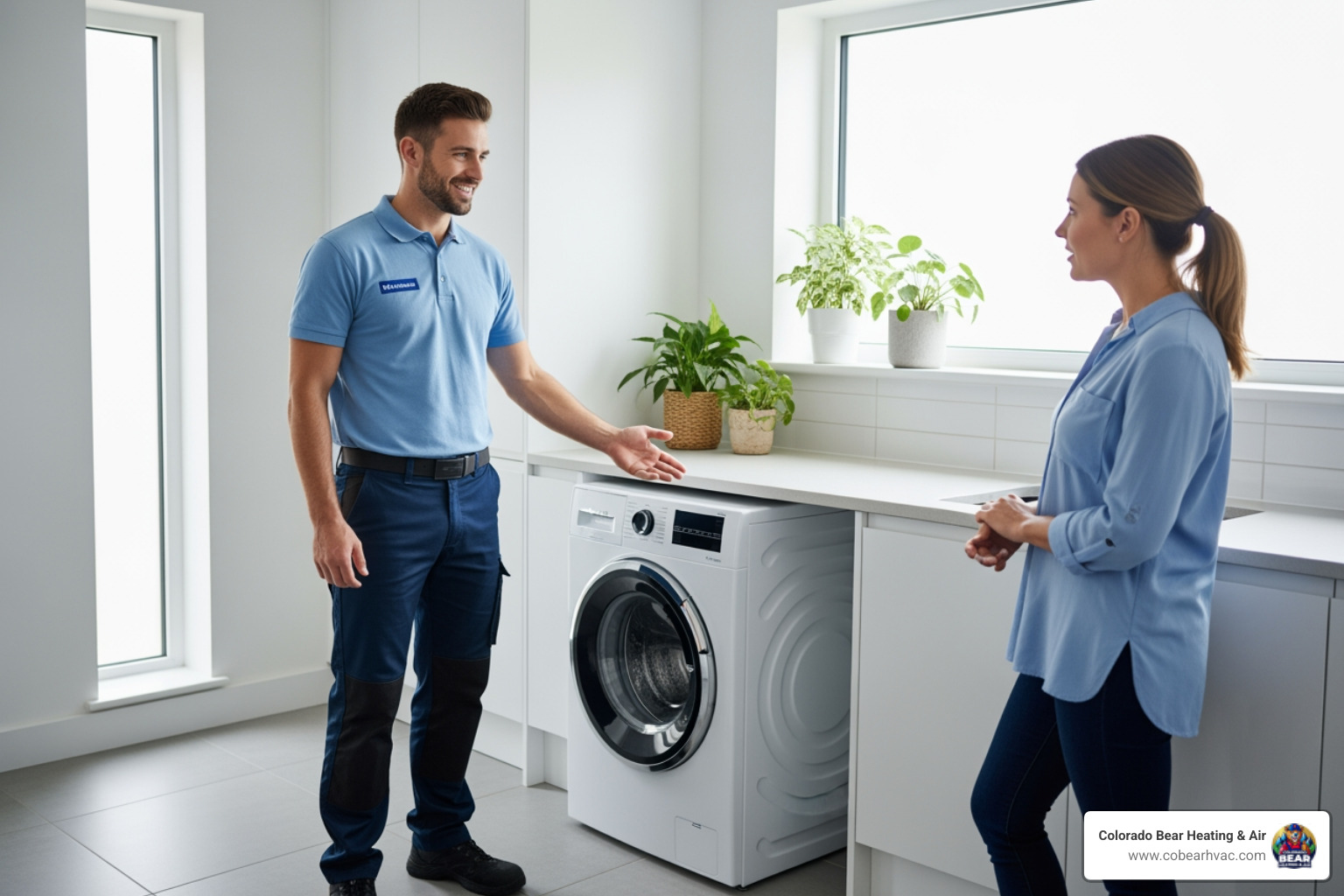 friendly technician talking to homeowner - 24/7 water heater repair in castle pines, co friendly technician talking to homeowner - 24/7 water heater repair in castle pines, co