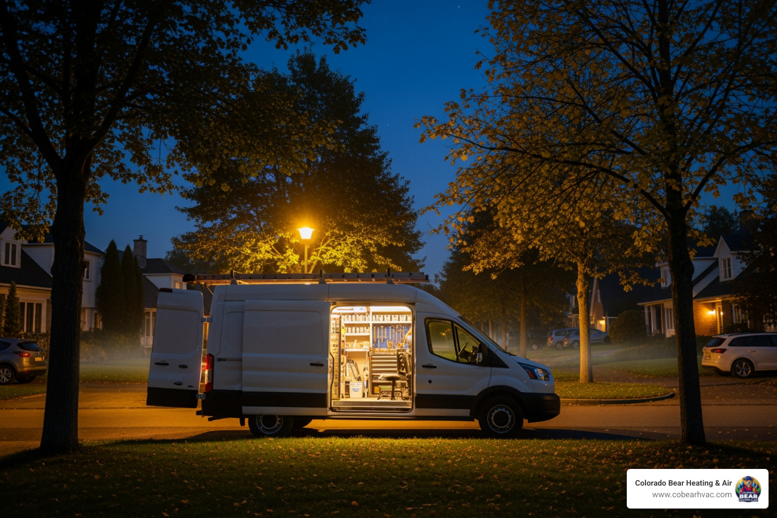 service van at night - 24/7 water heater repair in castle pines, co service van at night - 24/7 water heater repair in castle pines, co