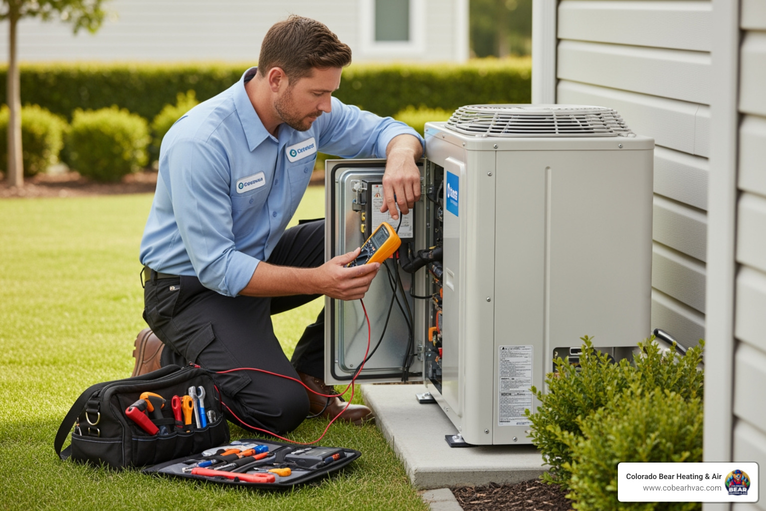 technician assessing an HVAC system - heat pump installation highlands ranch