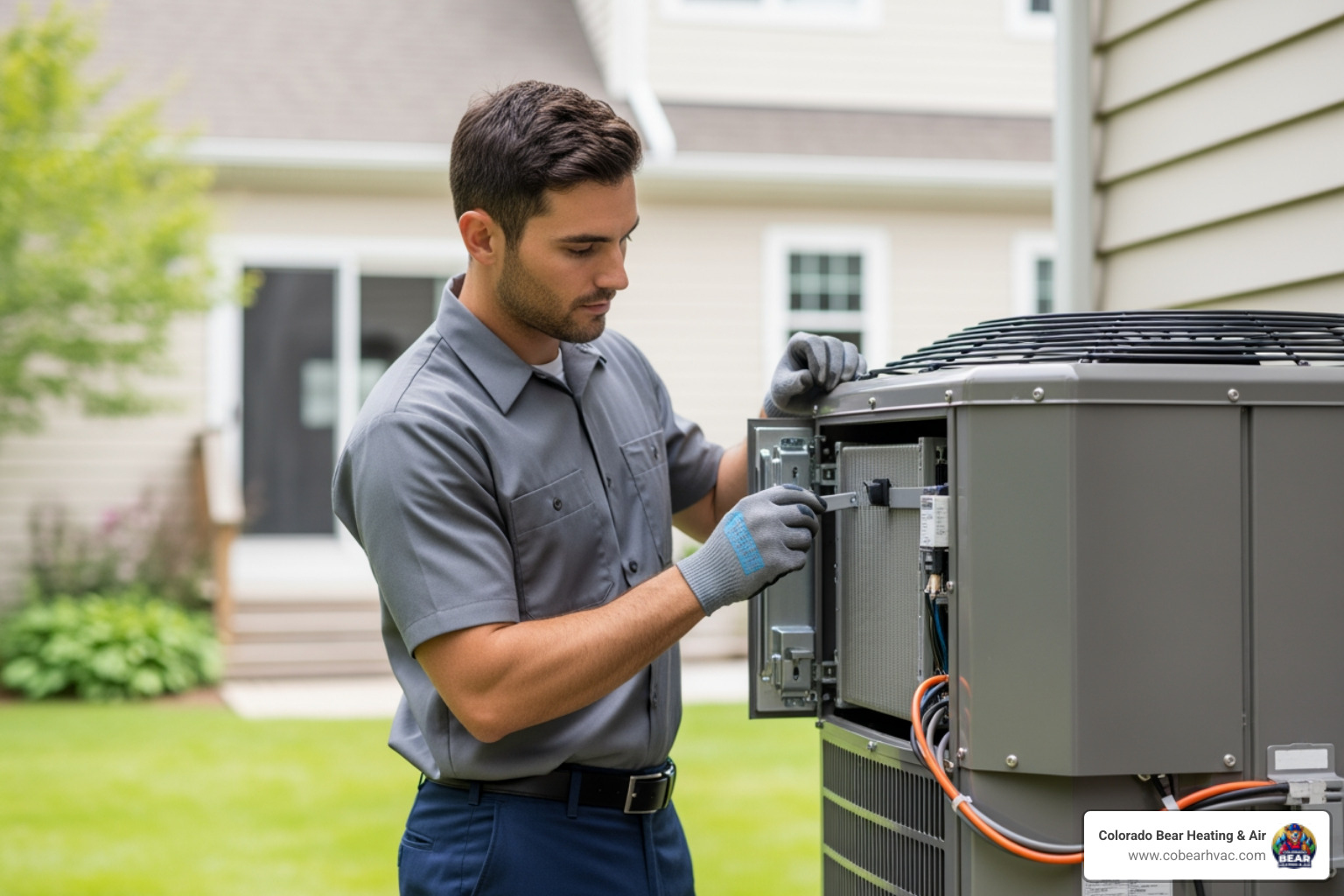 A technician performing a heat pump tune-up - 24/7 heat pump repair highlands ranch A technician performing a heat pump tune-up - 24/7 heat pump repair highlands ranch