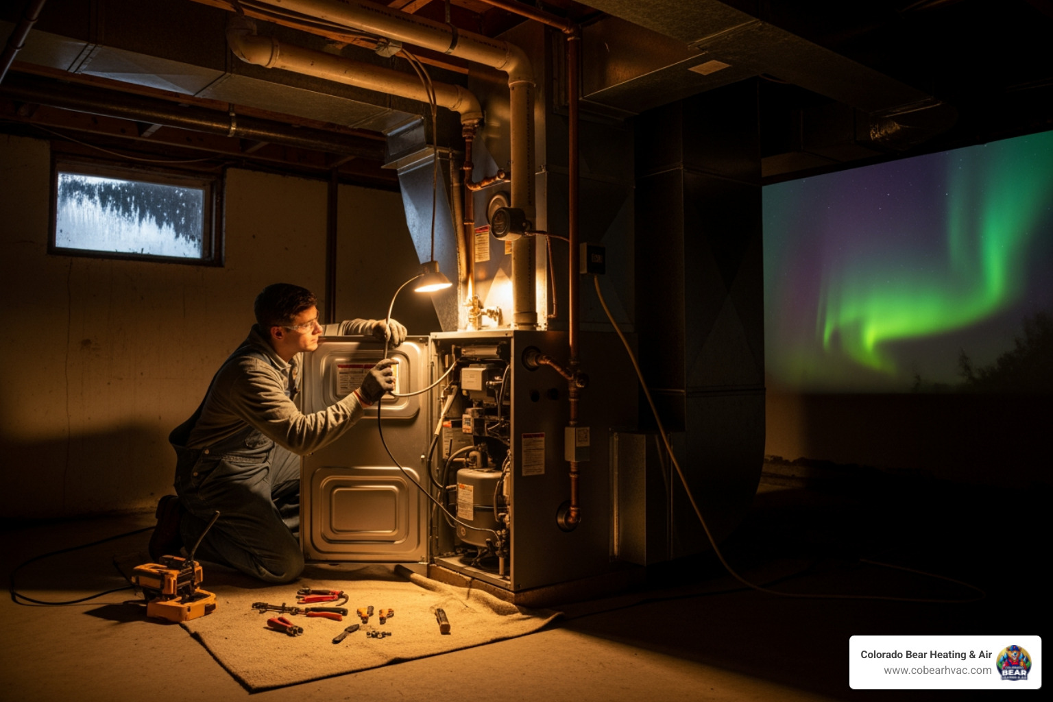 Infographic showing the top 5 warning signs your furnace needs repair: strange noises like banging or squealing, unusual smells such as gas or burning, insufficient heat output or cold air blowing, frequent on-off cycling, and higher than normal energy bills - aurora furnace repair