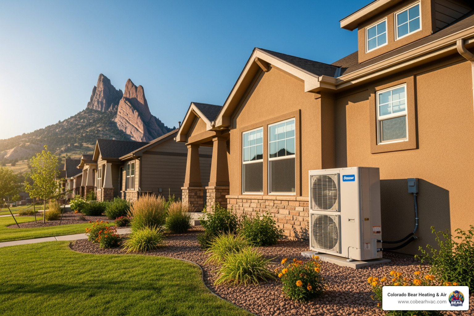infographic showing heat pump operation in summer cooling mode transferring heat outside and winter heating mode extracting heat from cold outdoor air and moving it inside, with arrows showing refrigerant flow and simple labels for key components like compressor, coils, and reversing valve - heat pump services affordable in castle rock, co