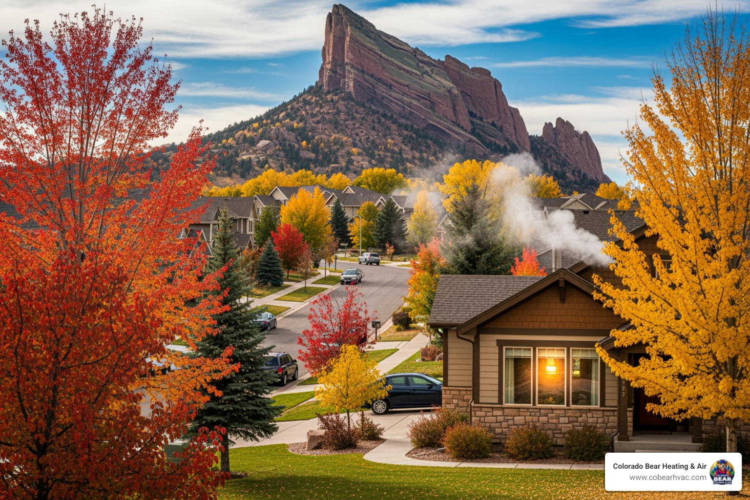 infographic showing warning signs your heating system needs professional attention including unusual noises, cold air from vents, frequent cycling, yellow pilot light, and increased energy bills - heating services best in castle rock, co