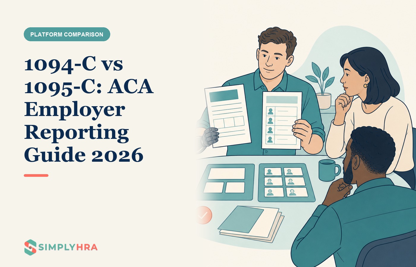 SimplyHRA illustration: 1094-C vs 1095-C: ACA Employer Reporting Guide 2026