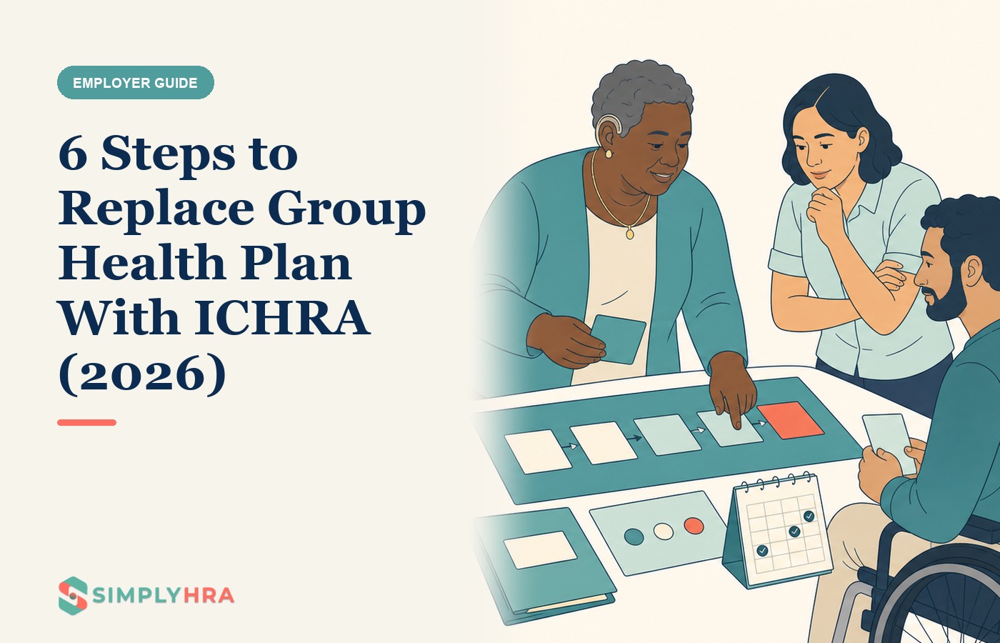 SimplyHRA illustration: 6 Steps to Replace Group Health Plan With ICHRA (2026)