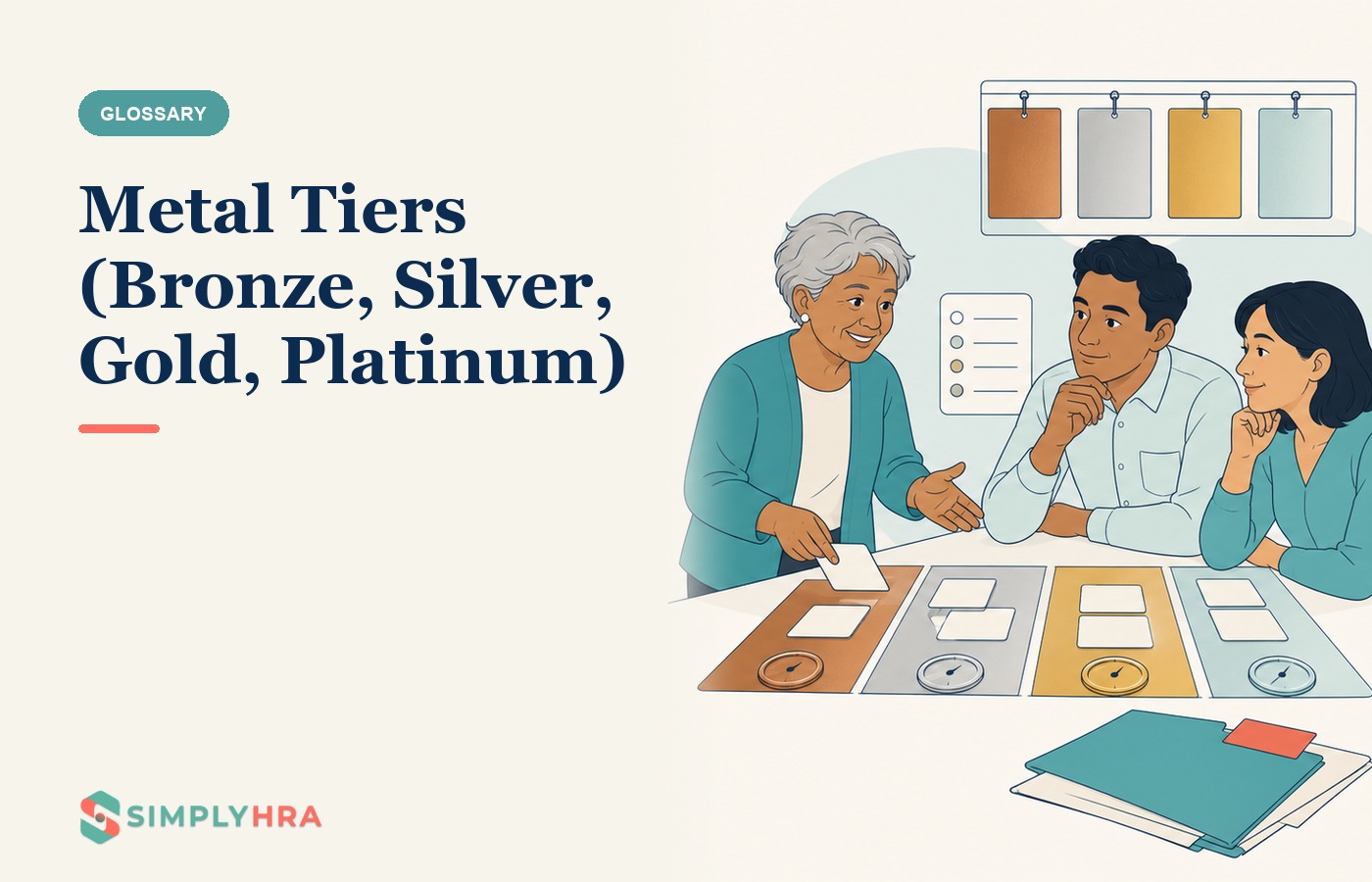 SimplyHRA illustration: Metal Tiers (Bronze, Silver, Gold, Platinum)