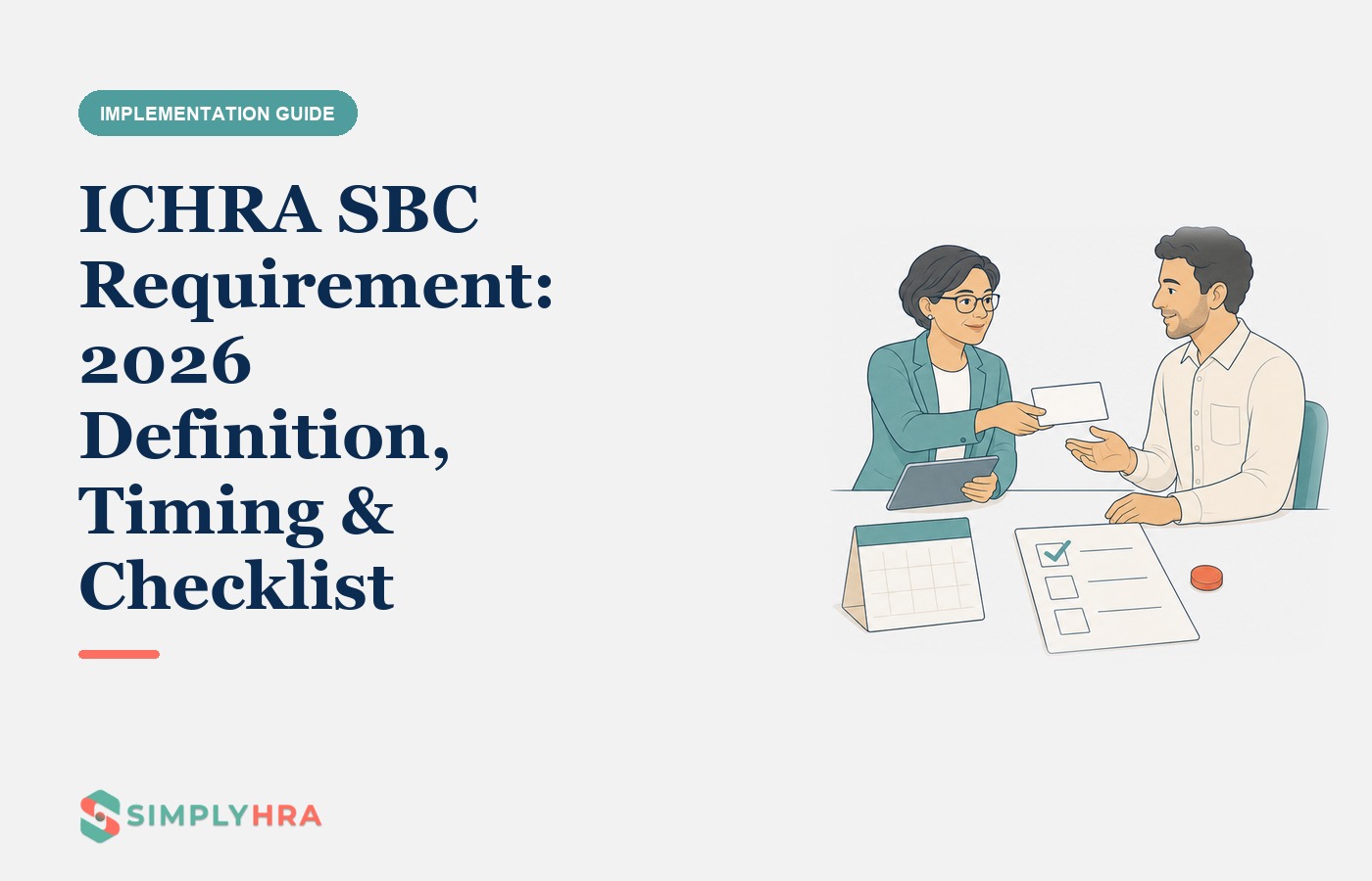 SimplyHRA illustration: ICHRA SBC Requirement: 2026 Definition, Timing & Checklist
