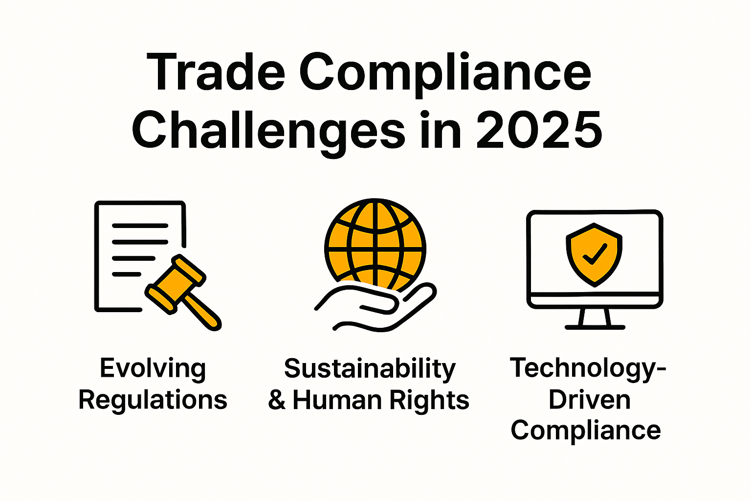 Infographic showing top trade compliance challenges in 2025