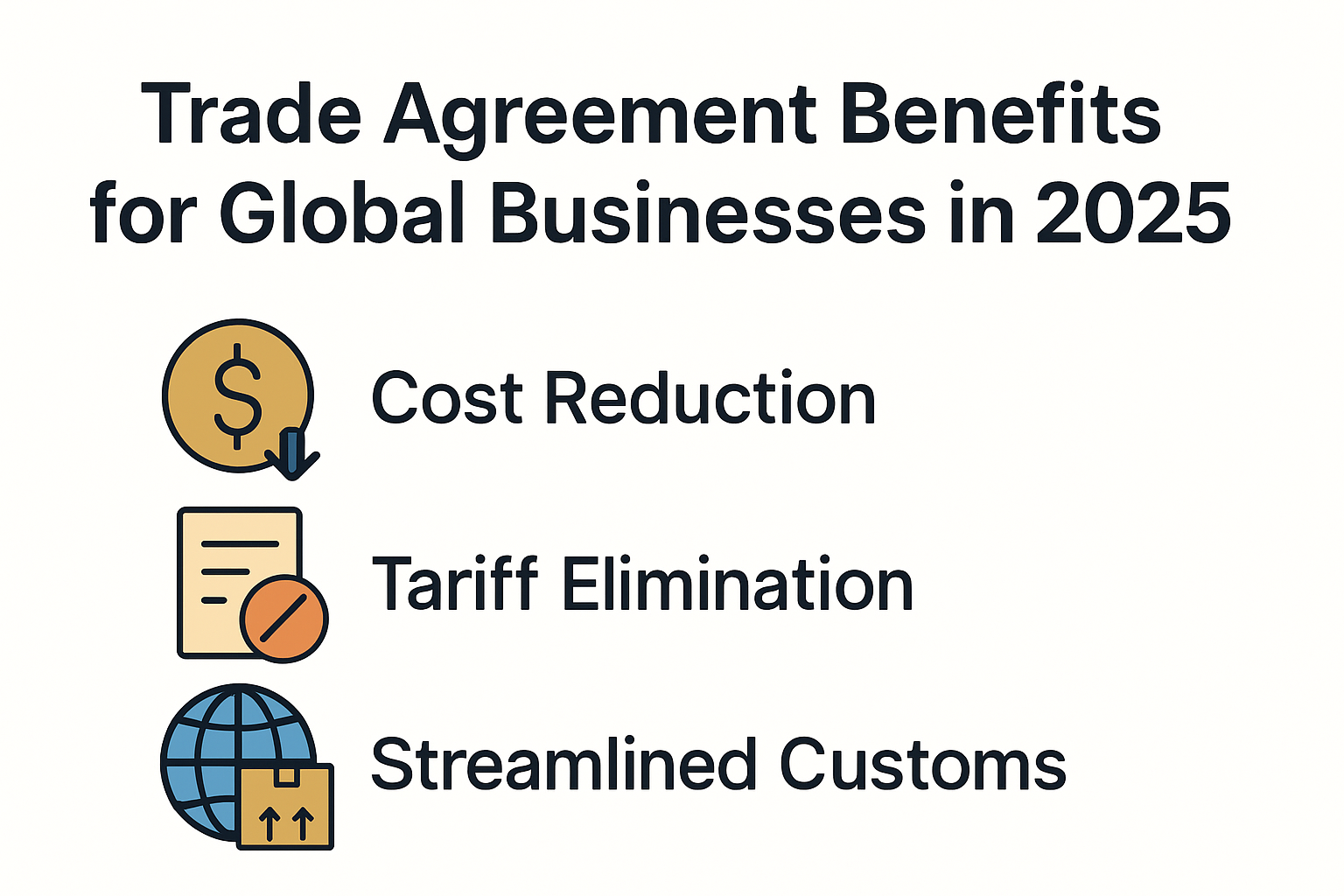 Infographic showing trade agreement benefits for businesses