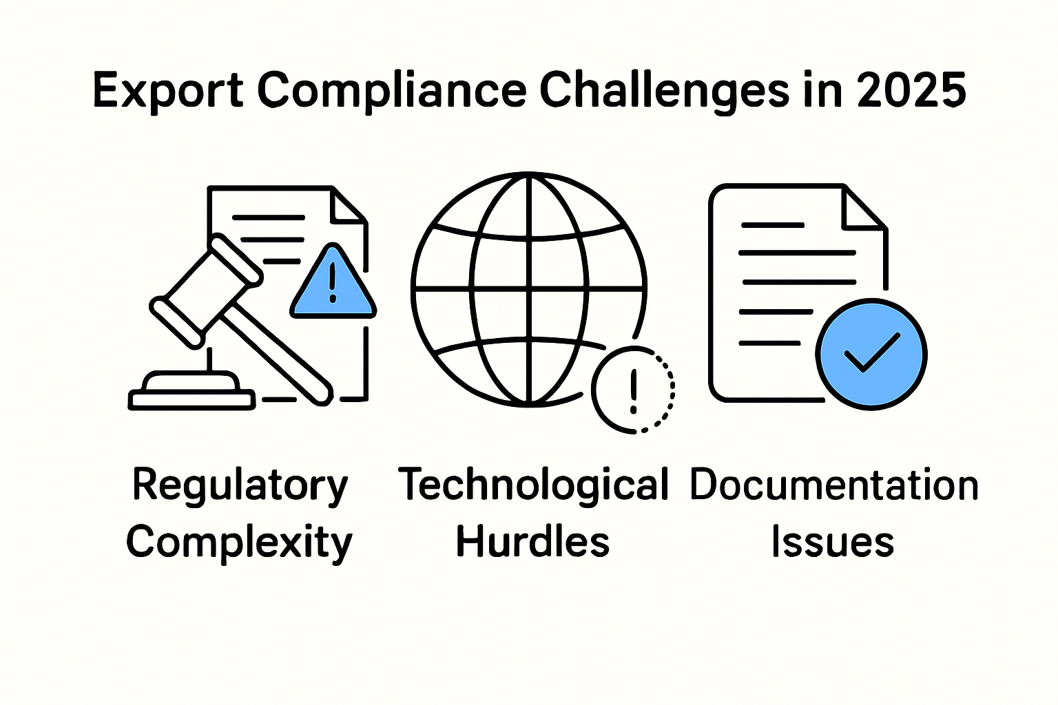 Infographic illustrating export compliance challenges in 2025