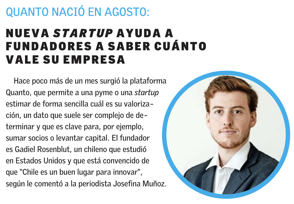 Recorte de El Mercurio: Nueva startup ayuda a fundadores a saber cuánto vale su empresa