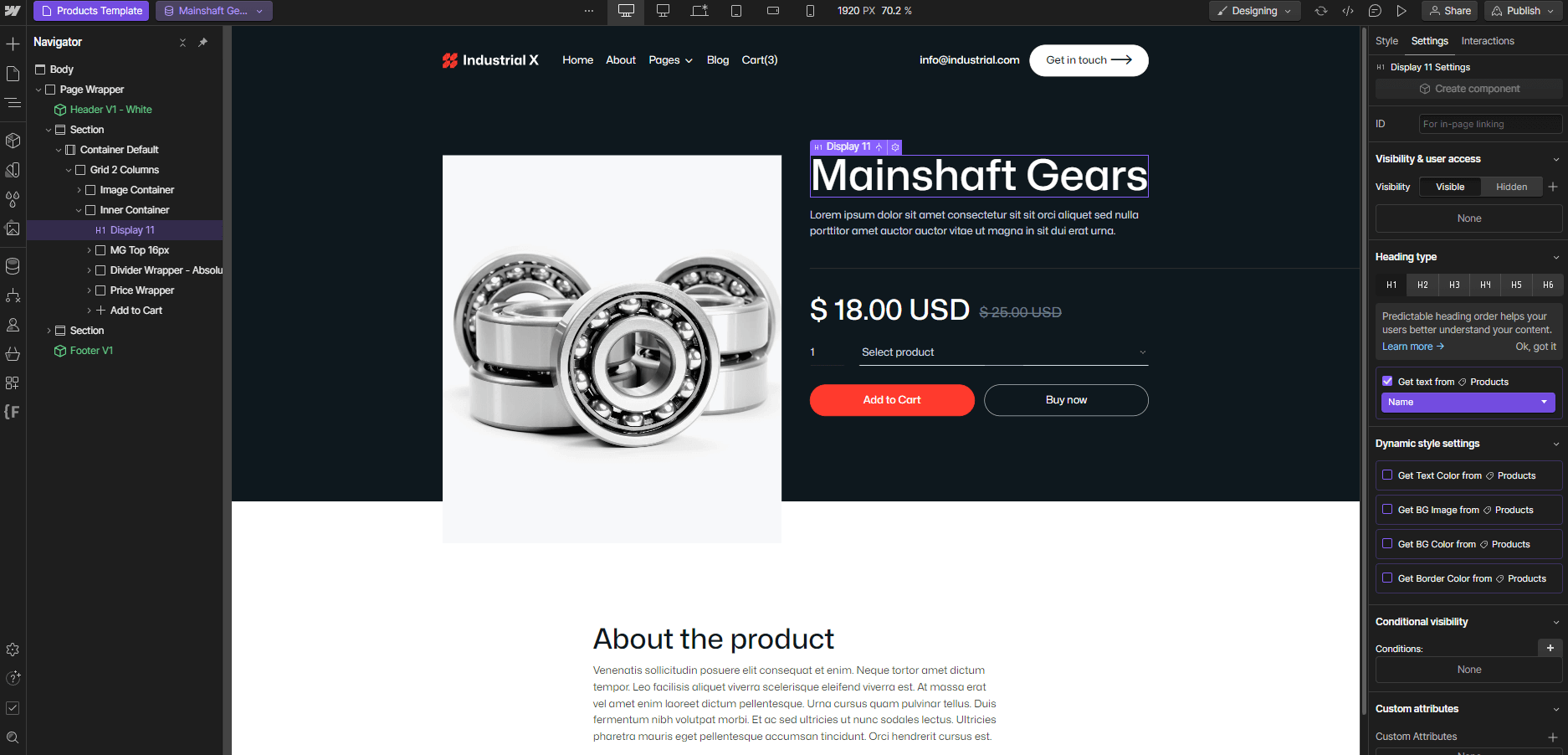 Ecommerce Page - Industrial X Webflow Template