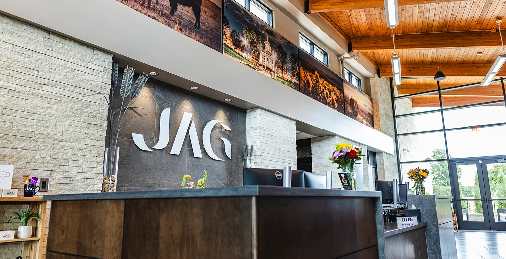 Jones Advisory Group's office's welcome area in their Topeka, KS office.