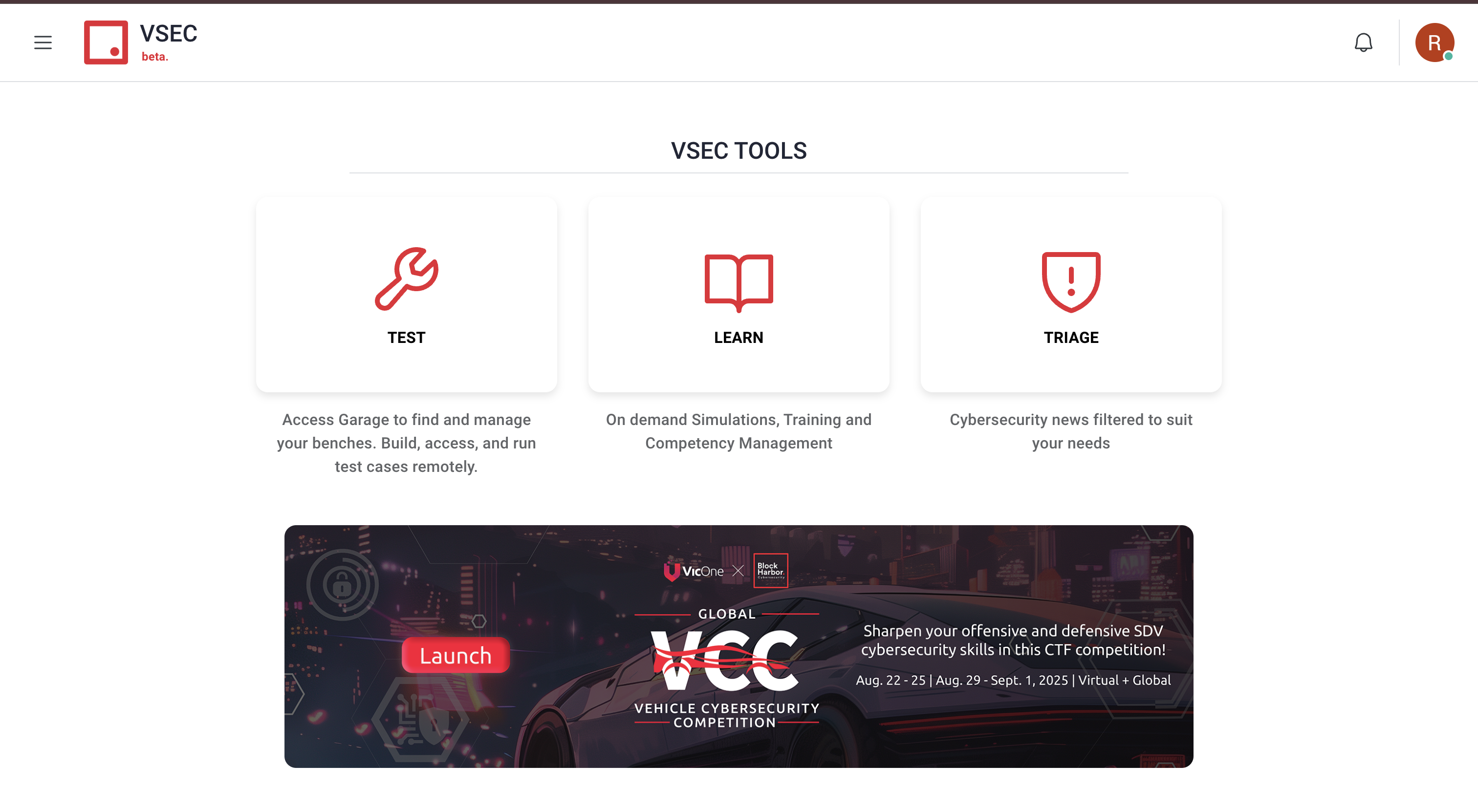 A real screenshot of Block Harbor's Vehicle Security Engineering Cloud (VSEC)