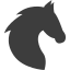 Black silhouette of a horse head facing right