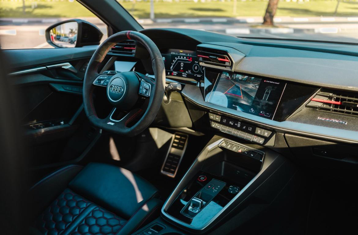 Modern Audi interior with digital dashboard and sleek design