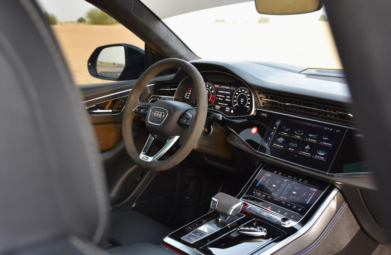 Modern Audi interior with digital dashboard and touchscreen controls