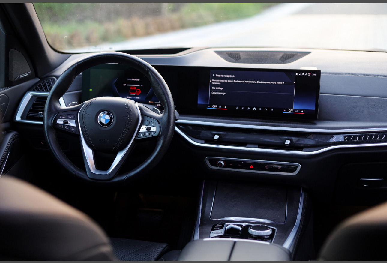 BMW interior with digital dashboard and infotainment system