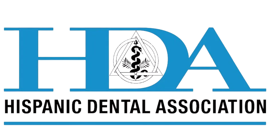 HDA logo with a tree-and-scale emblem inside the “D,” and the words “Hispanic Dental Association” in bold beneath a horizontal line