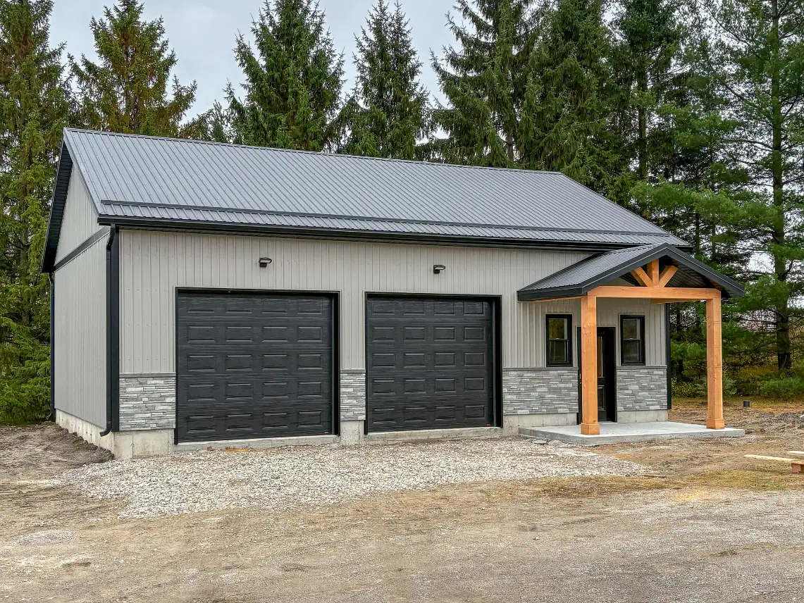 Photo of Grey Cladding, Black Trim garage by Brouwer Metal Systems