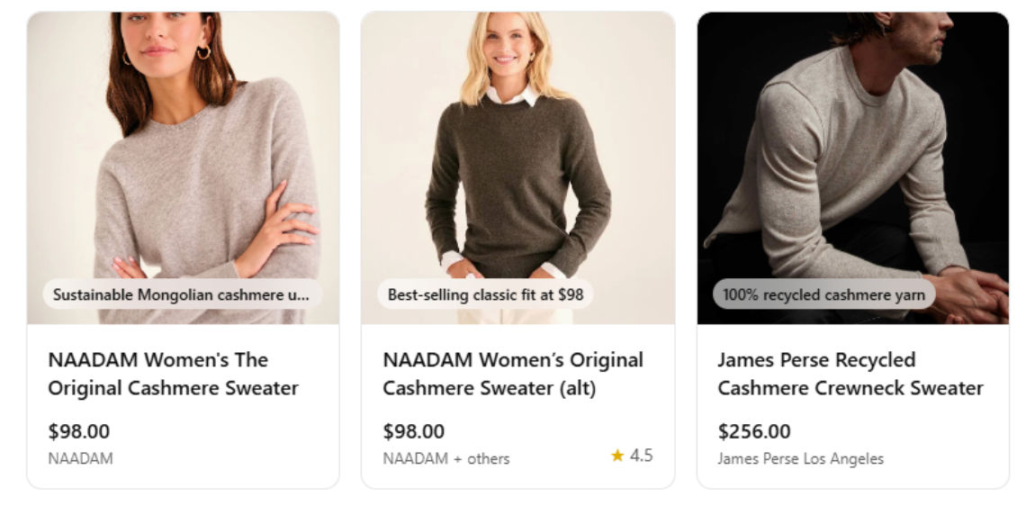 Cashmere sweater search results