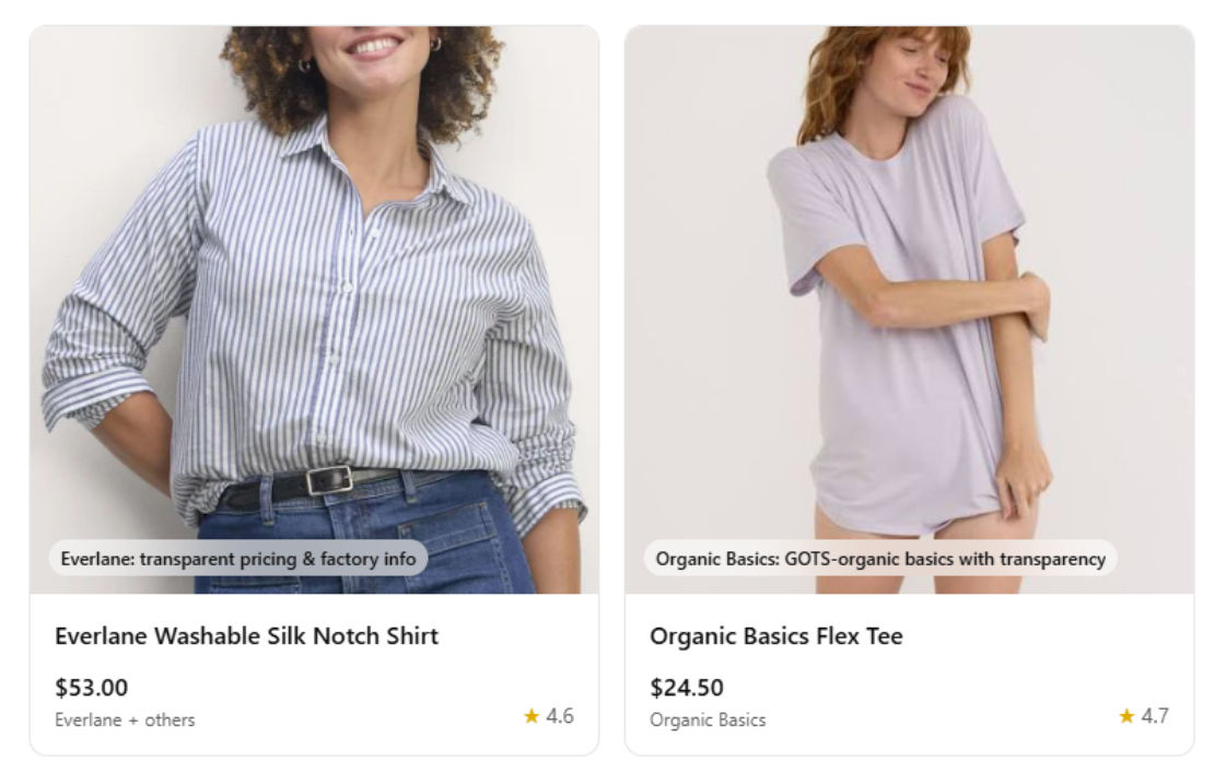 Transparent fashion search results