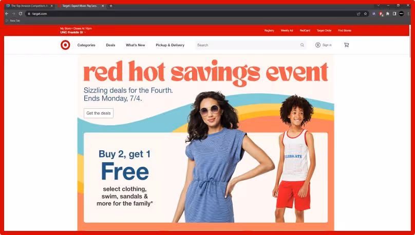 Homepage of Target.