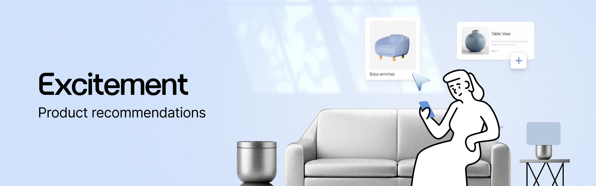 Illustration showing AI-driven product recommendations based on customer emotions