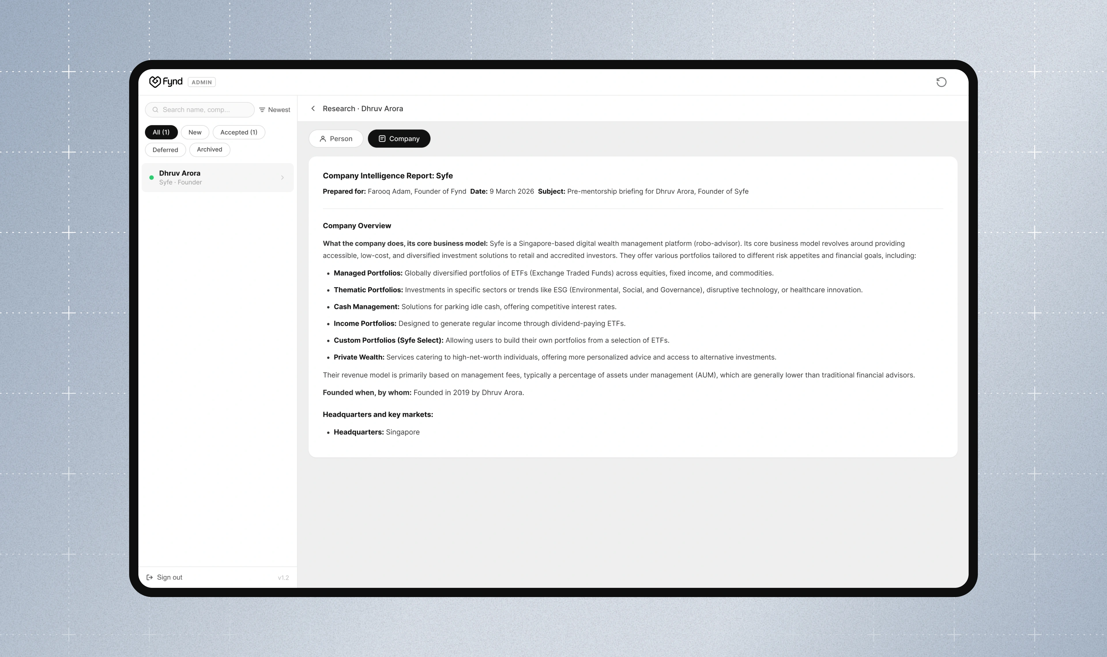 An image showing the complete company profile on the website 
