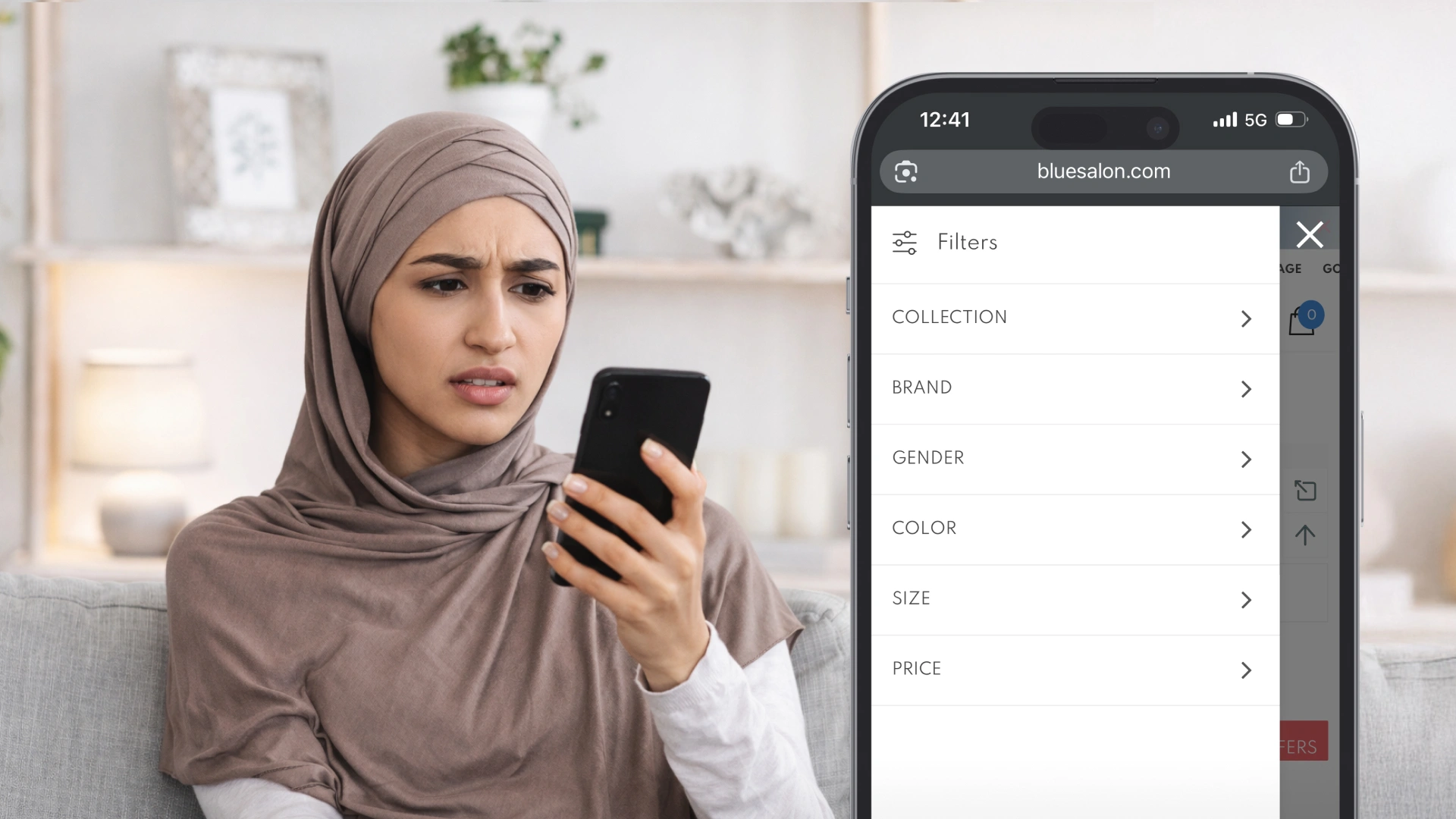 An image showing a customer struggling hard to shop the products 