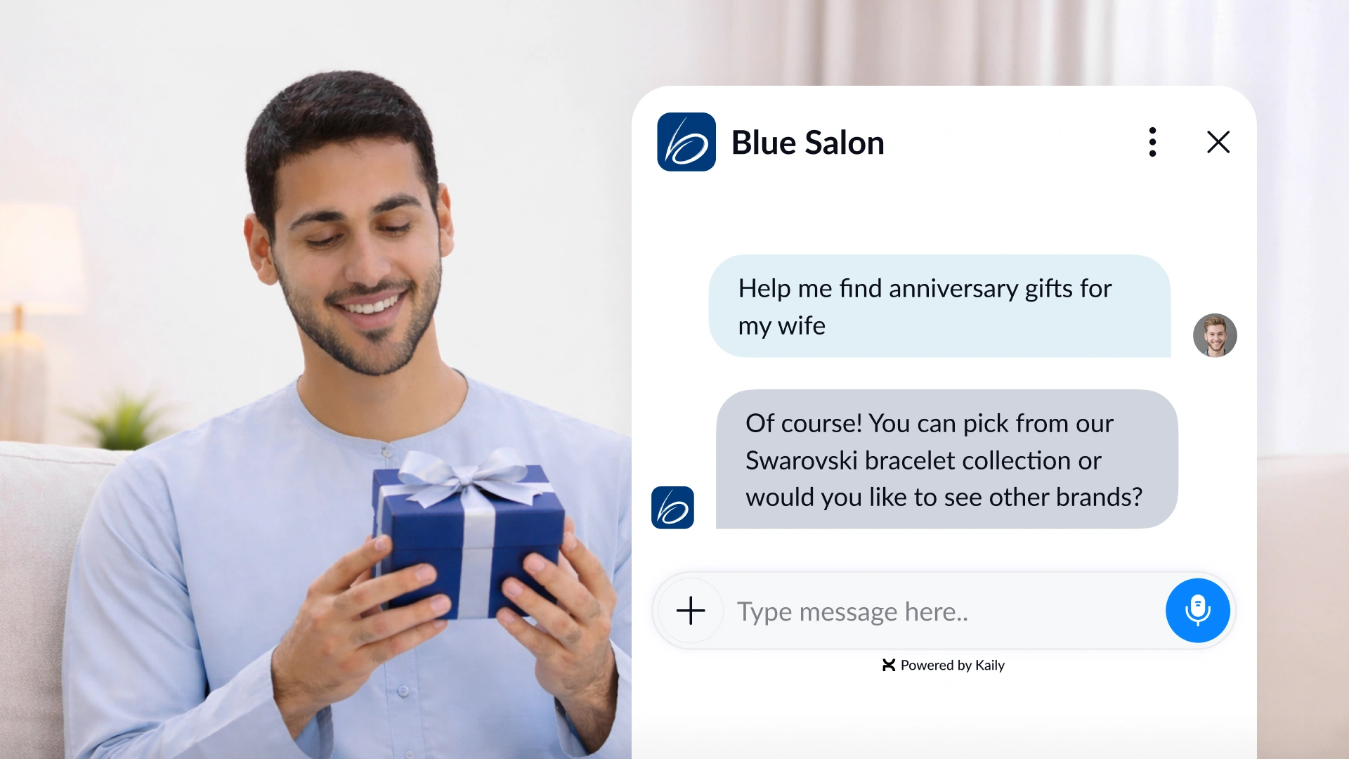 An image showing AI concierge guiding a customer through a personalised shopping experience