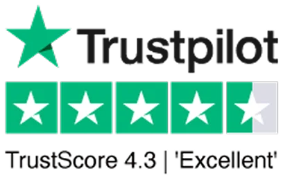 Trustpilot logo with 4.3 out of 5 rating.