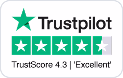 Trustpilot logo with 4.3 out of 5 rating.