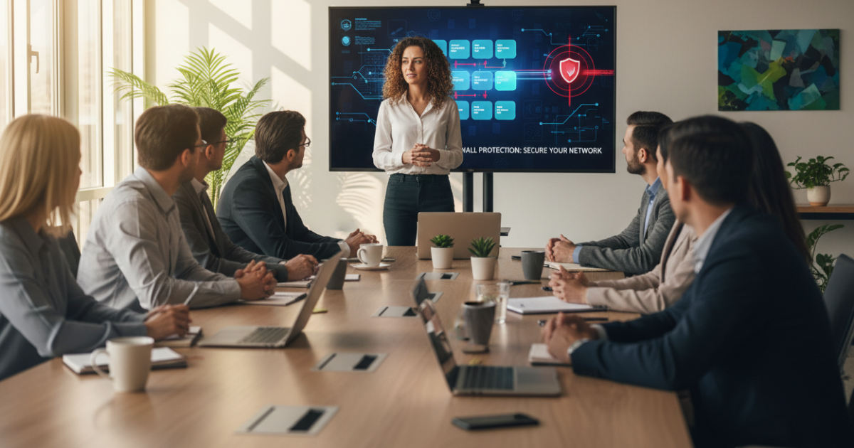 Employees in cybersecurity awareness training