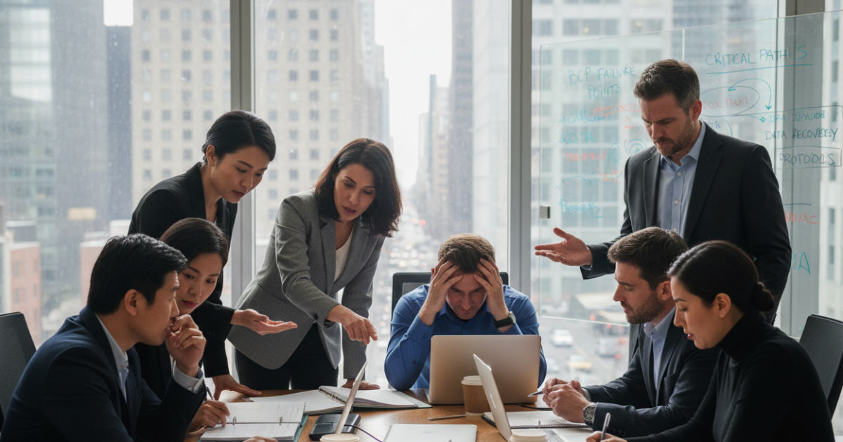 Diverse professionals reviewing Managed IT Business Continuity