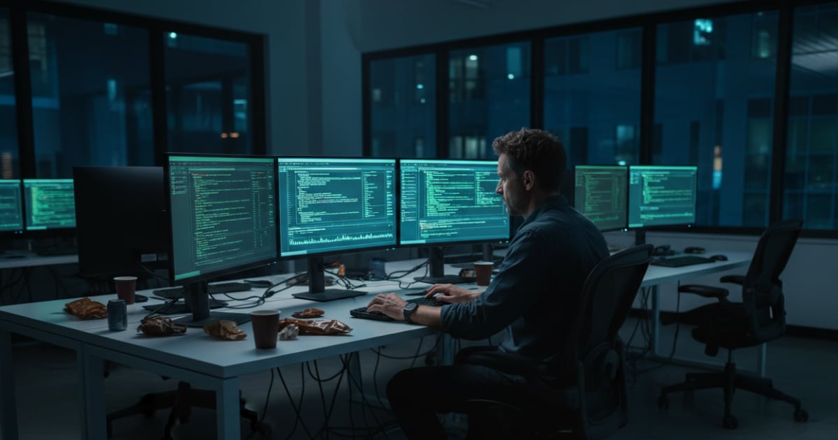 IT professional monitoring silent phase cyberattack